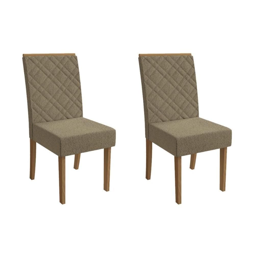 Kit 2 Cadeiras de Cozinha Gardênia 2CAD149 Madeirado 2 Un Canela/Boucle Bege Fendi - Kappesberg
