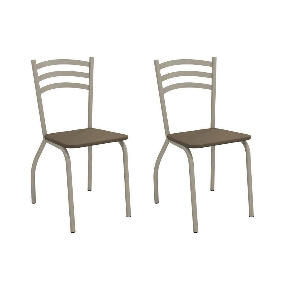 Cadeira de Cozinha Portugal 2C007NK Aço Kit 2 Un Niquel/Suede Cappuccino - Kappesberg