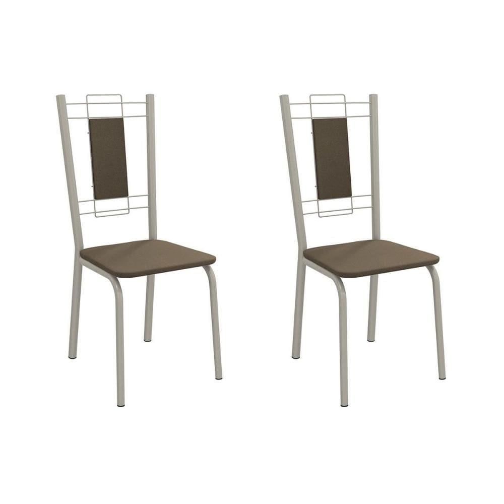 Kit 2 Cadeiras de Cozinha Florença 2C005NK Aço 2 Un Niquel/Suede Cappuccino - Kappesberg