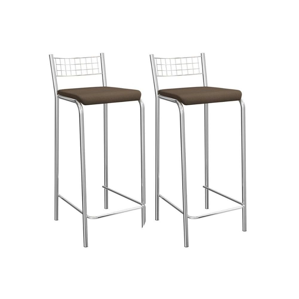 Kit 2 Banquetas Sala Jantar Gênova 2B705CR Aço 2 Un Cromado/Suede Cappuccino - Kappesberg