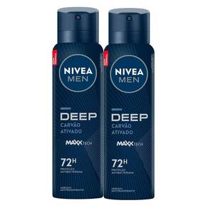 Kit 2X 150ml Desodorante Nivea Men Deep Aerosol Antitranspirante 48h
