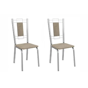 Kit 2 Cadeiras de Cozinha Florença 2C005CR Aço 2 Un Cromado/Linho Bege Fendi - Kappesberg