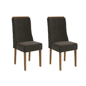 Cadeira de Cozinha Jasmim 2CAD158 Madeirado Kit 2 Un Canela/Suede Grafite - Kappesberg