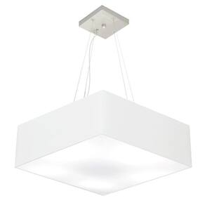 Lustre Pendente Quadrado Md-4137 Cúpula em Tecido 15/70x70cm Branco - Bivolt