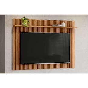Painel Quarto p/ TV até 75 Pol Genova c/ 1 Prateleira 200x130cm Nature Fosco - Linea Brasil