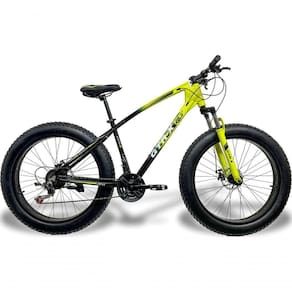 Bicicleta Fat Bike Aro 26 Freios Disco Alumínio Shimano Quadro 17 GTR-X Amarelo Preto