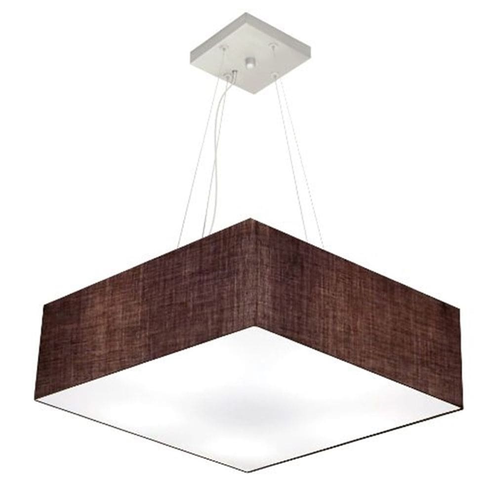 Lustre Pendente Quadrado Md-4032 Cúpula em Tecido 15/50x50cm Café - Bivolt