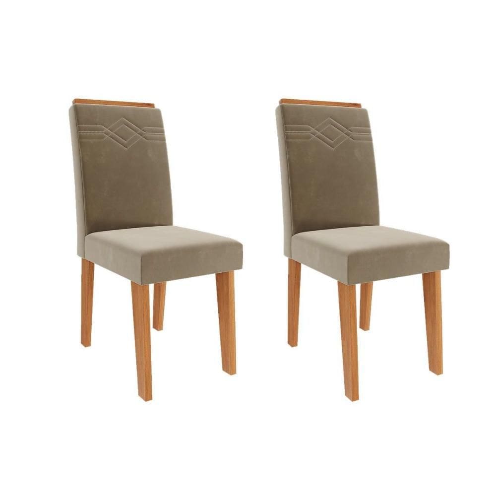 Kit 2 Cadeiras Sala Jantar Taís 2 Un Cinamomo/Suede Joli Chocolate - Cimol