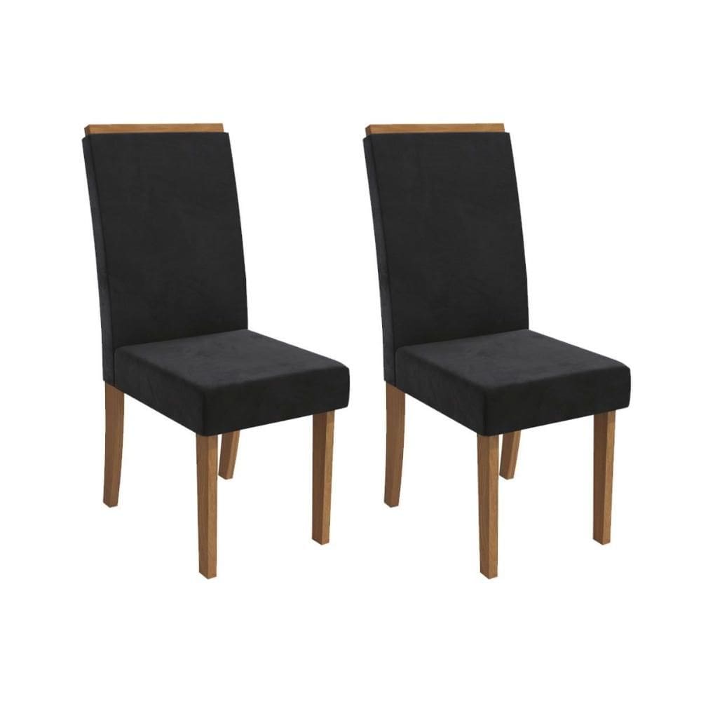 Kit 2 Cadeiras de Cozinha Íris 2CAD142 Madeirado 2 Un Canela/Suede Preto - Kappesberg