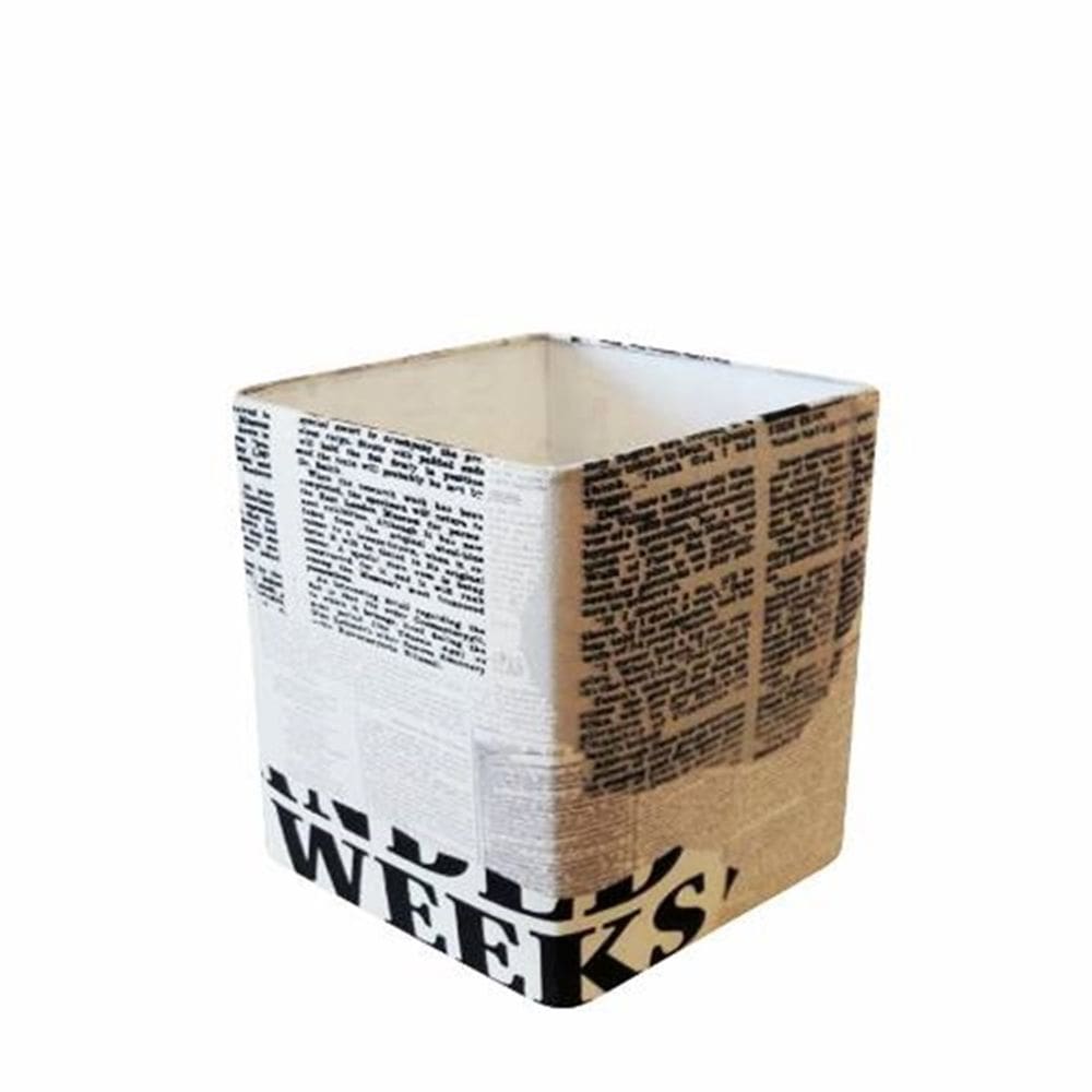 Cúpula em Tecido Quadrada Abajur Luminária Cp-4224 16/16x16cm Ny-Jornal