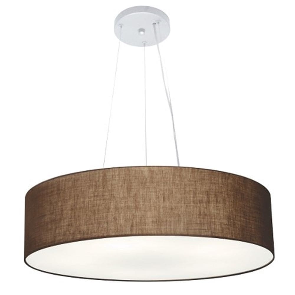 Lustre Pendente Cilíndrico Md-4136 Cúpula em Tecido 80x15cm Café - Bivolt