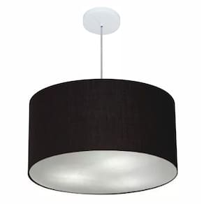 Lustre Pendente Cilíndrico Md-4101 Cúpula em Tecido 60x30cm Preto - Bivolt