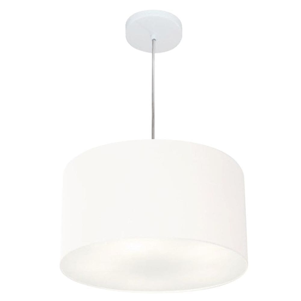 Lustre Pendente Cilíndrico Md-4099 Cúpula em Tecido 40x25cm Branco - Bivolt