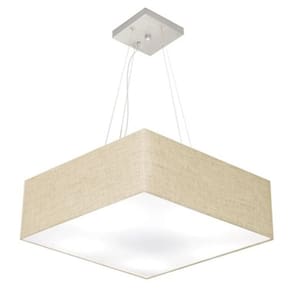 Lustre Pendente Quadrado Md-4032 Cúpula em Tecido 15/50x50cm Rustico Bege - Bivolt