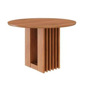 Mesa p/ Cozinha Ariela c/ Tampo Madeirado Redondo 109x109cm Cinamomo - Cimol
