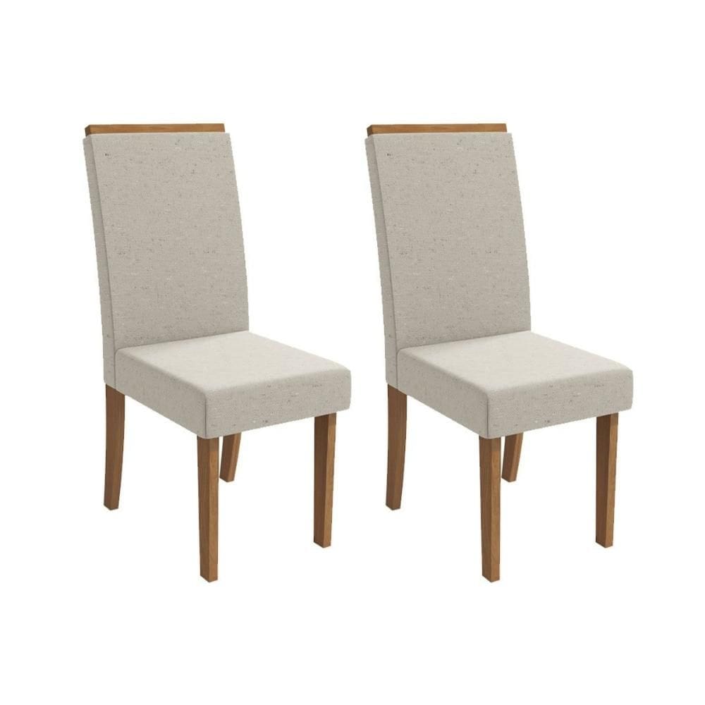 Cadeira de Cozinha Íris 2CAD142 Madeirado Kit 2 Un Canela/Linho Bege Caqui - Kappesberg