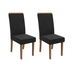 Cadeira de Cozinha Íris 2CAD142 Madeirado Kit 2 Un Canela/Suede Preto - Kappesberg