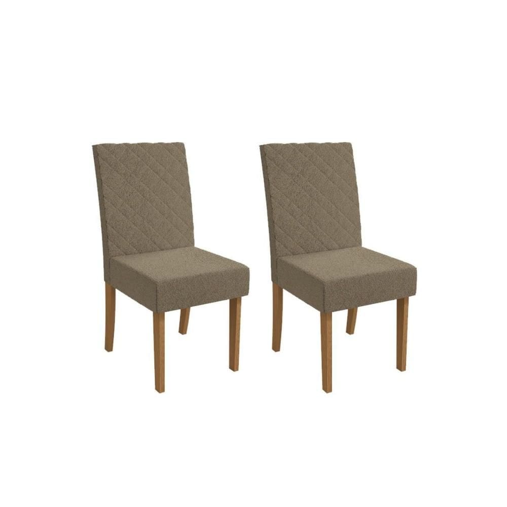 Cadeira de Cozinha Verbena 2CAD133 Madeirado Kit 2 Un Canela/Boucle Bege Fendi - Kappesberg
