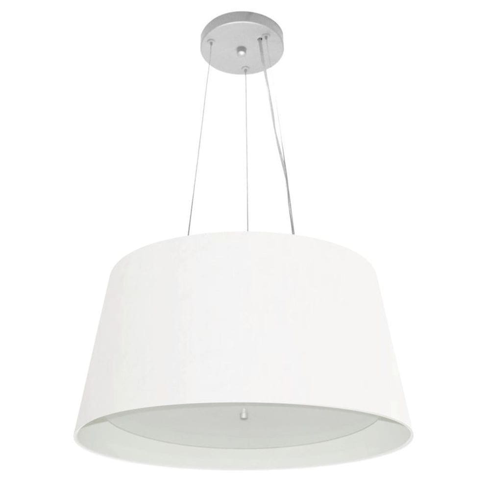 Lustre Pendente Cone Md-4144 Cúpula Forrada em Tecido 25x50x40cm Branco - Bivolt