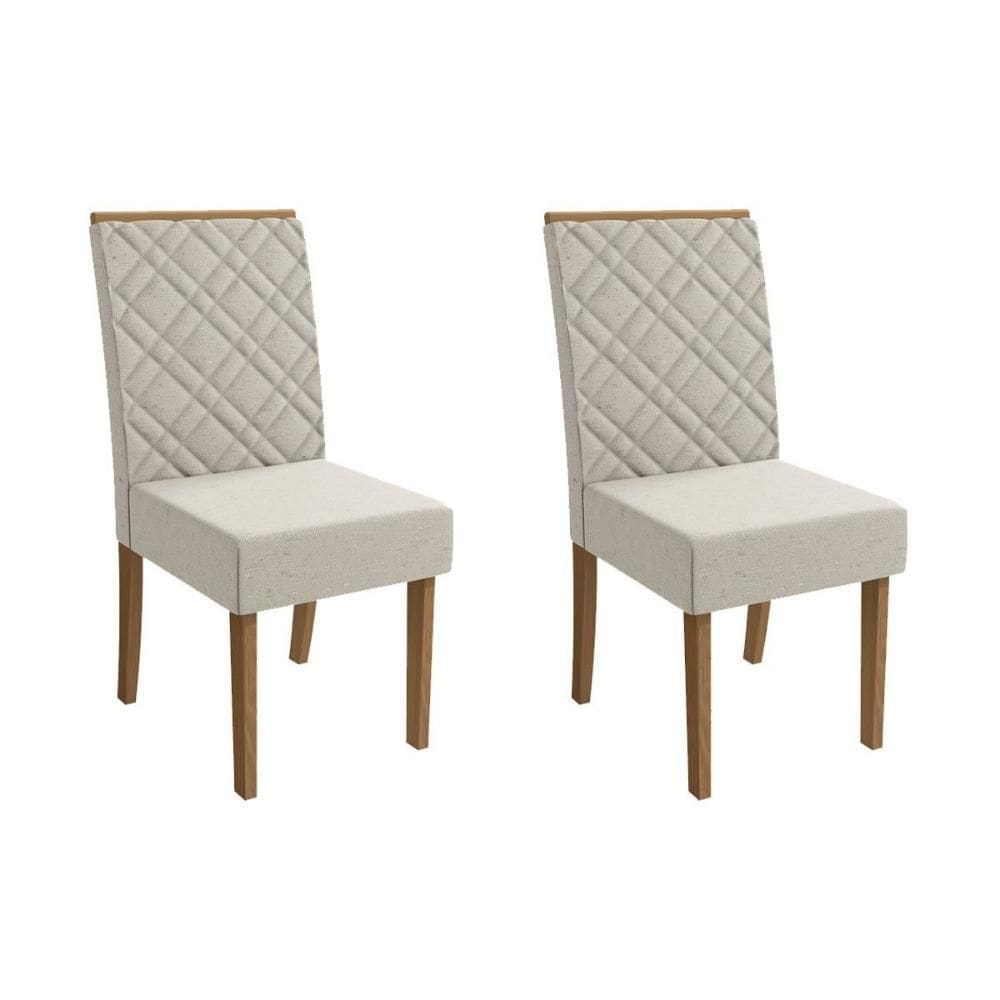 Kit 2 Cadeiras de Cozinha Gardênia 2CAD149 Madeirado 2 Un Canela/Linho Bege Caqui - Kappesberg