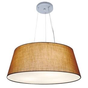 Lustre Pendente Cone Md-4072 Cúpula em Tecido 30/80x65cm Palha - Bivolt