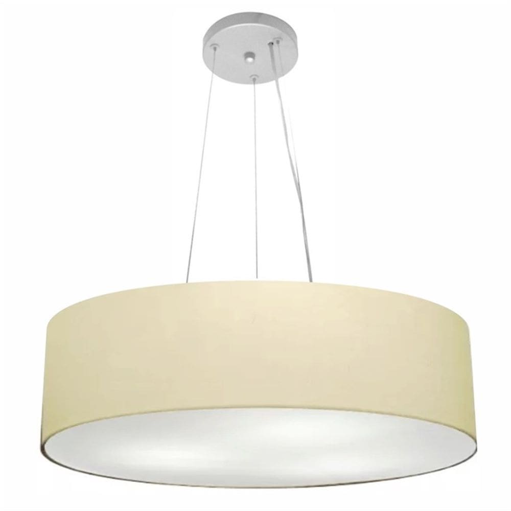Lustre Pendente Cilíndrico Md-4029 Cúpula em Tecido 60x15cm Algodão Crú - Bivolt