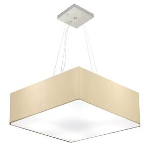 Lustre Pendente Quadrado Md-4032 Cúpula em Tecido 15/50x50cm Algodão Crú - Bivolt
