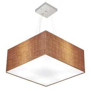 Lustre Pendente Quadrado Md-4006 Cúpula em Tecido 21/50x50cm Palha - Bivolt