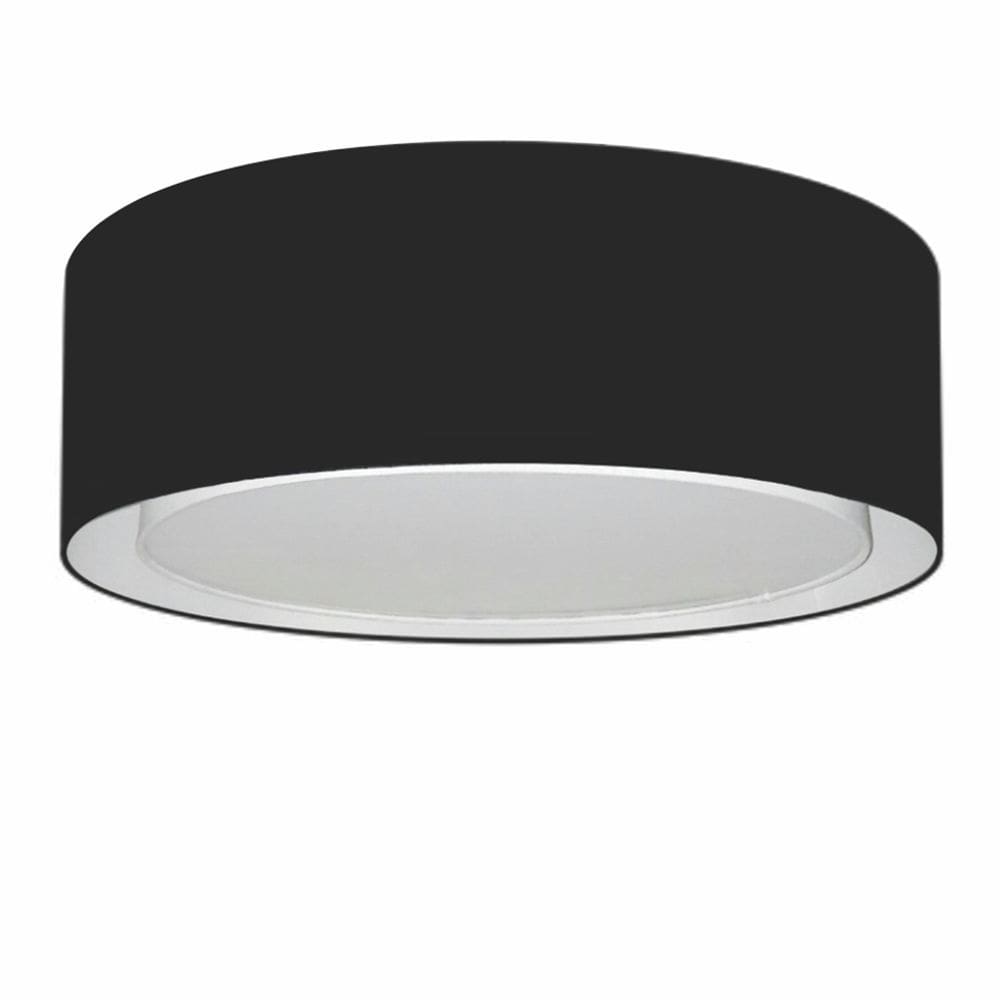 Plafon Duplo Cilíndrico Md-3037 Cúpula em Tecido 60x25cm Preto - Bivolt