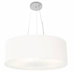 Lustre Pendente Cilíndrico Md-4010 Cúpula em Tecido 60x21cm Branco - Bivolt
