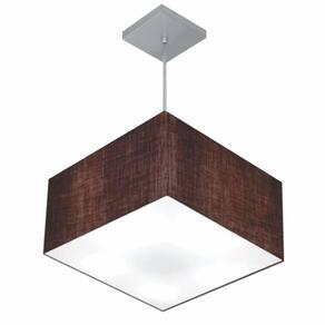 Lustre Pendente Quadrado Md-4020 Cúpula em Tecido 21/35x35cm Café - Bivolt