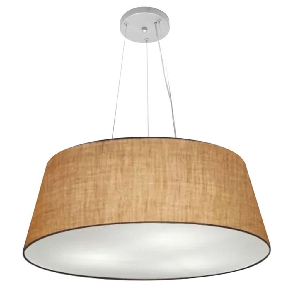Lustre Pendente Cone Md-4002 Cúpula em Tecido 21/60x50cm Palha - Bivolt