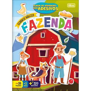Livro Álbum Cartilha de Atividades c/ Adesivos Fazenda Montar Divertido Criativo 16 Folhas Tilibra