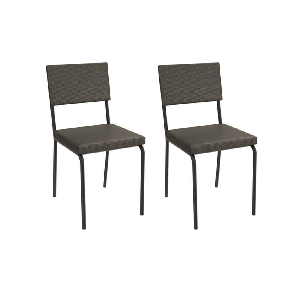 Kit 2 Cadeiras de Cozinha Zaria 2C128PRF Aço 2 Un Preto/ano Marrom - Kappesberg