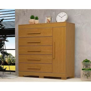 Cômoda Solteiro Rayane 1 Porta e 5 Gavetas c/ Sapateira Cinamomo - ACP