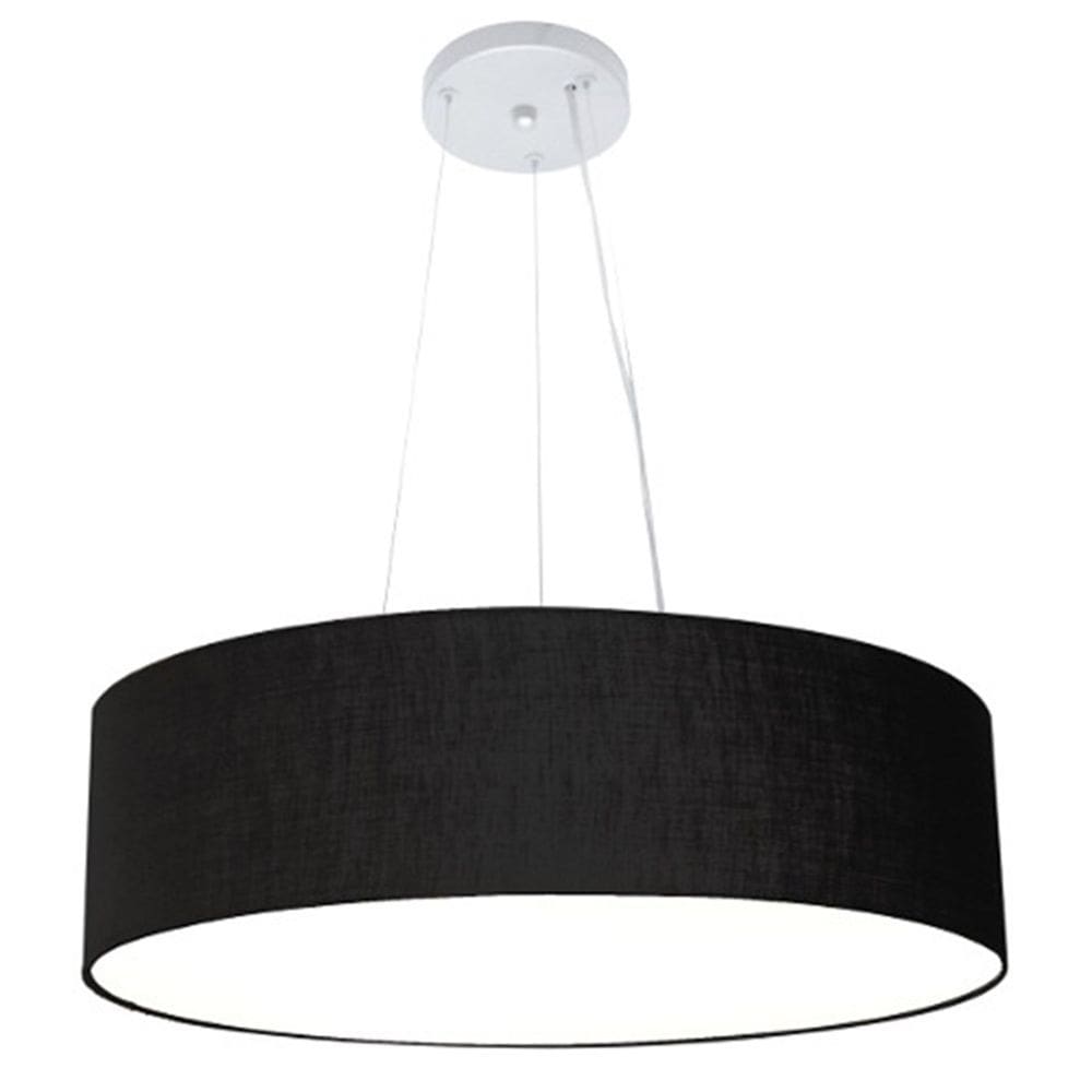 Lustre Pendente Cilíndrico Md-4136 Cúpula em Tecido 80x15cm Preto - Bivolt