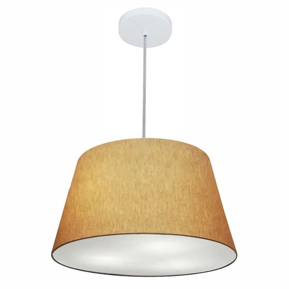 Lustre Pendente Cone Md-4021 Cúpula em Tecido 21/40x30cm Palha - Bivolt