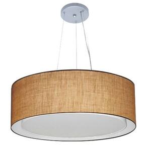 Lustre Pendente Cilíndrico Duplo Md-4126 Cúpula em Tecido 80x30cm Palha - Bivolt