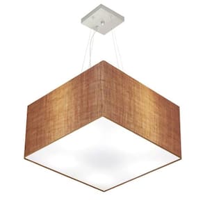 Lustre Pendente Quadrado Md-4075 Cúpula em Tecido 30/50x50cm Palha - Bivolt