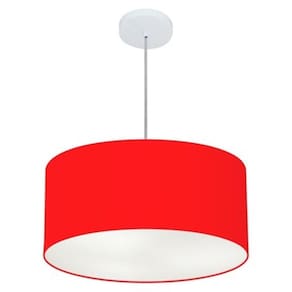 Lustre Pendente Cilíndrico Md-4100 Cúpula em Tecido 50x25cm Vermelho - Bivolt