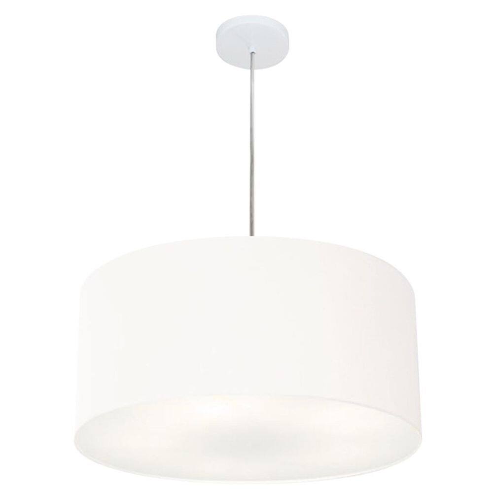 Lustre Pendente Cilíndrico Md-4100 Cúpula em Tecido 50x25cm Branco - Bivolt