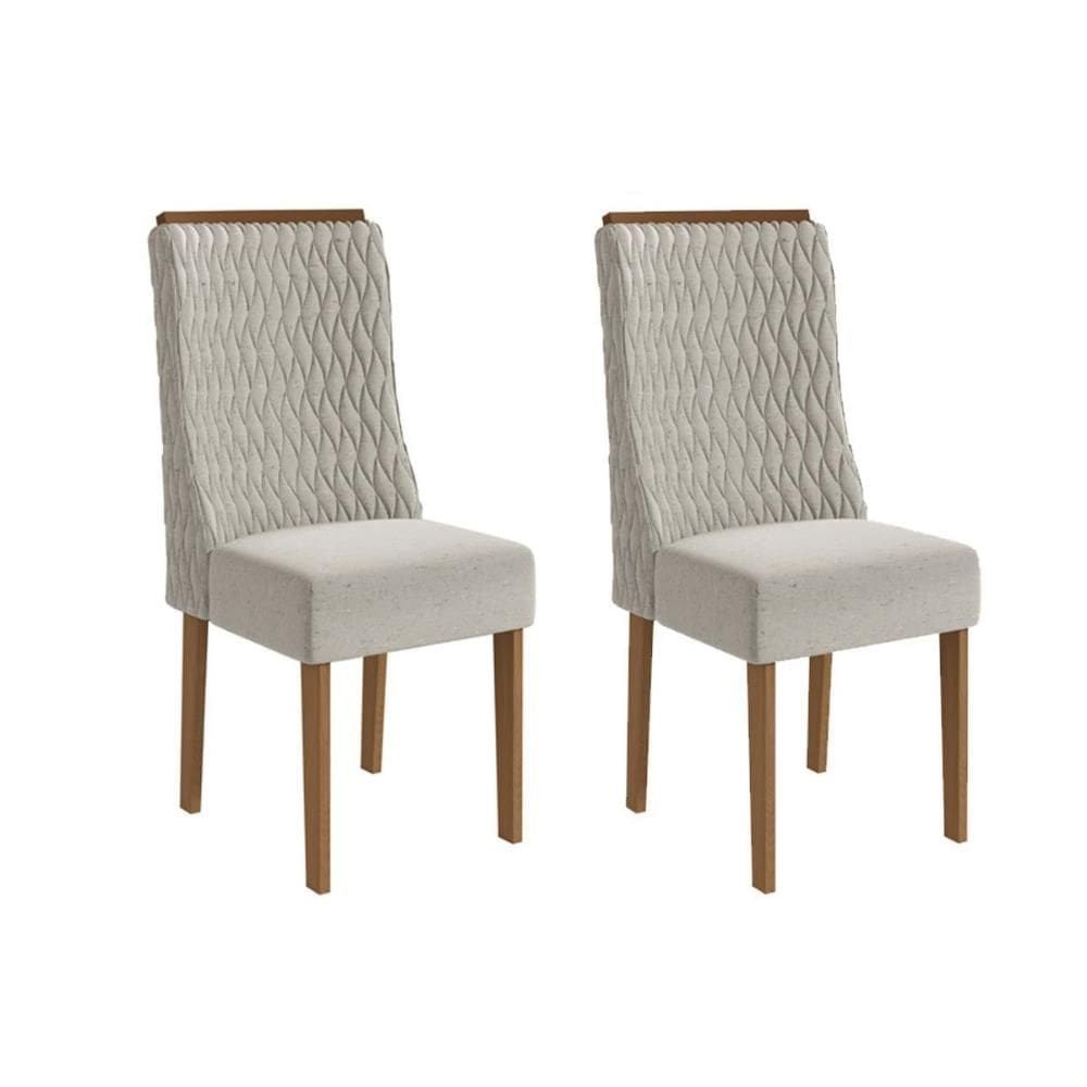 Cadeira de Cozinha Jasmim 2CAD158 Madeirado Kit 2 Un Canela/Linho Bege Caqui - Kappesberg