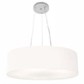 Lustre Pendente Cilíndrico Md-4029 Cúpula em Tecido 60x15cm Branco - Bivolt