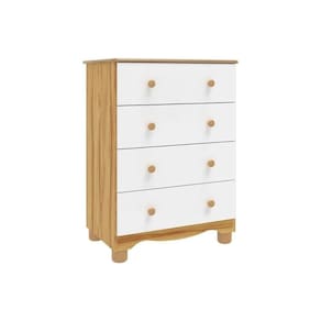 Cômoda Bebê Júnior c/ 4 Gavetas Branco/Amendoa - Peroba