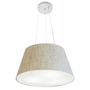 Lustre Pendente Cone Md-4001 Cúpula em Tecido 21/40x30cm Rustico Bege - Bivolt