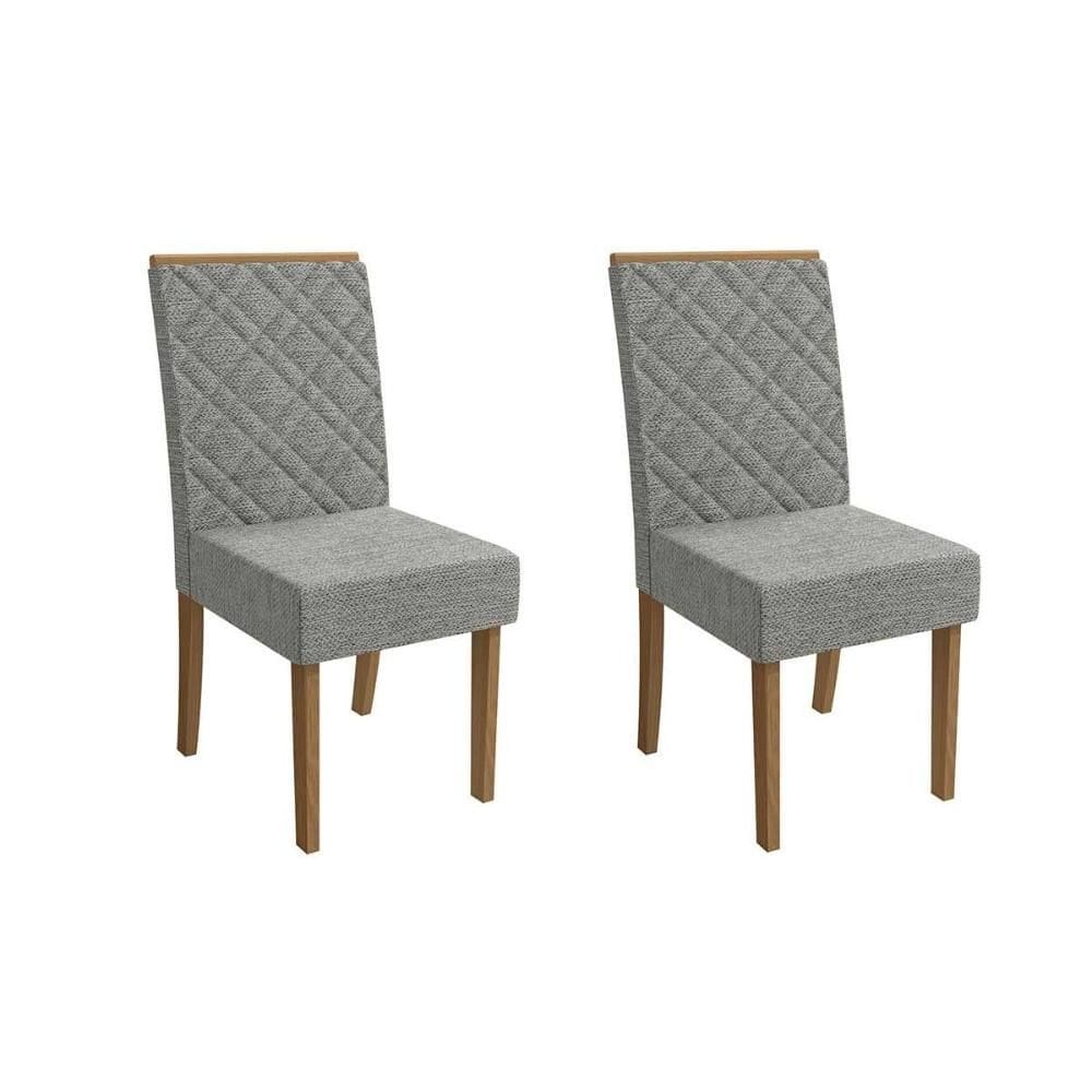 Cadeira de Cozinha Verbena 2CAD133 Madeirado Kit 2 Un Canela/Linho Cinza - Kappesberg