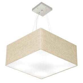 Lustre Pendente Quadrado Md-4040 Cúpula em Tecido 21/50x50cm Rustico Bege - Bivolt