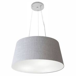 Lustre Pendente Cone Md-4048 Cúpula em Tecido 21/50x40cm Rustico Cinza - Bivolt