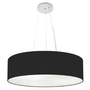 Lustre Pendente Cilíndrico Md-4029 Cúpula em Tecido 60x15cm Preto - Bivolt