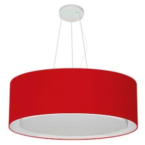 Lustre Pendente Cilíndrico Duplo Md-4126 Cúpula em Tecido 80x30cm Bordo - Bivolt